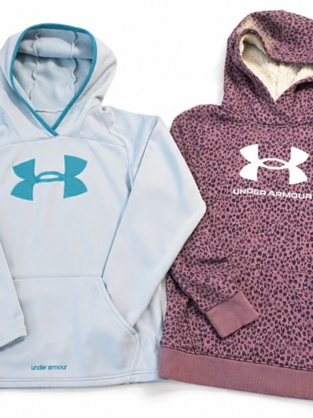 Under Armour Kids Light Blue Hoodie & Mauve Leopard Print Pullover
